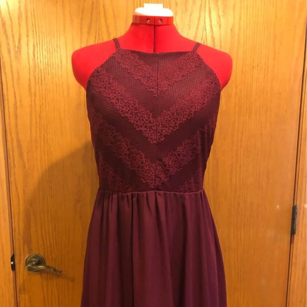 Maroon Lily Rose Spaghetti Strap Party Dress - Size XL